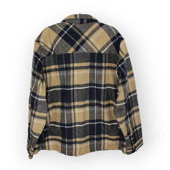 XXL NEW Dakine Shirt-Jac Shacket Chore Barn Snap Navy Khaki Plaid Flannel - Picture 9 of 14